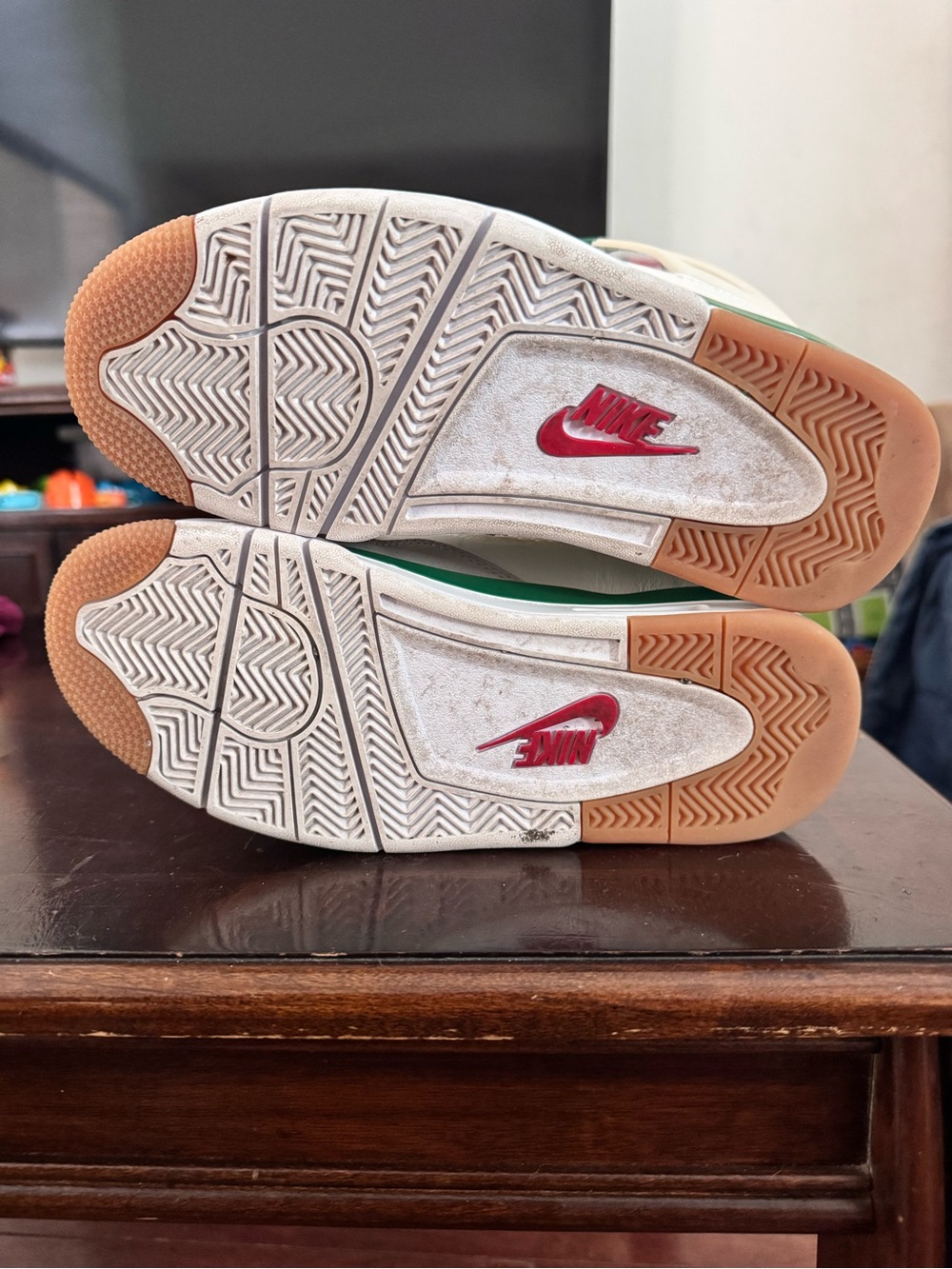Jordan Kids' Sneakers in White, Gum, Red and Green